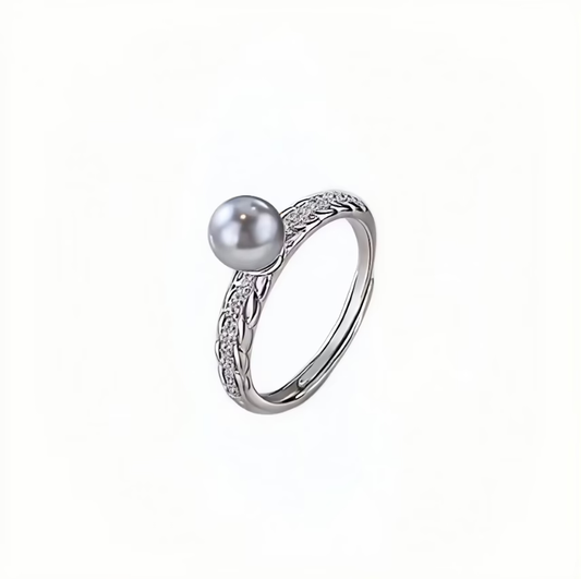 Anillo Abierto de Plata de Ley 925 con Perlas de Imitación