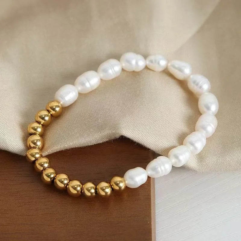 Freshwater Pearl Two-tone Bracelet