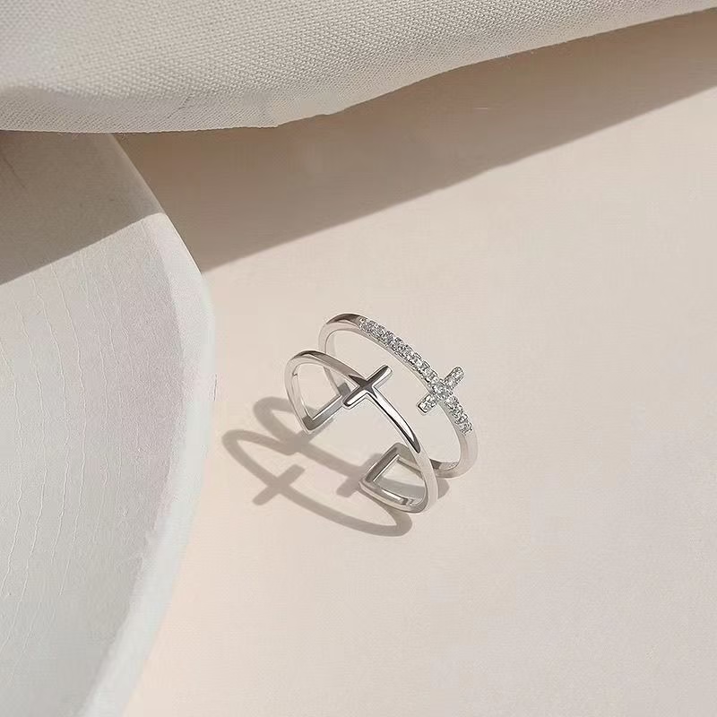 925 Sterling Silver Double-Layer Open Ring