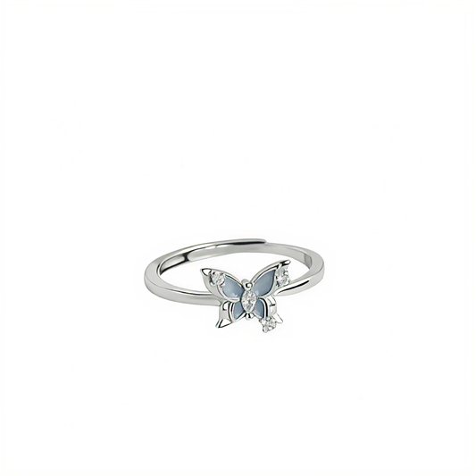 Anillo de mariposa de plata de ley 925