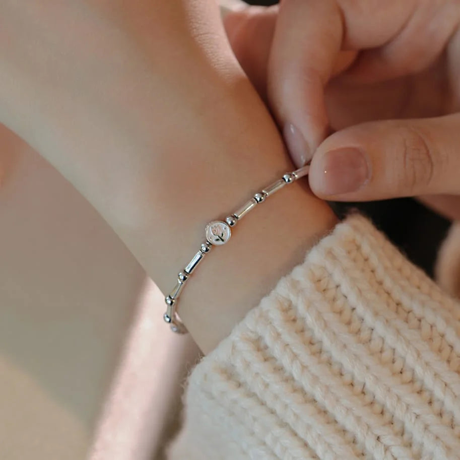 925 Sterling Silver Tulip Slub Bracelet