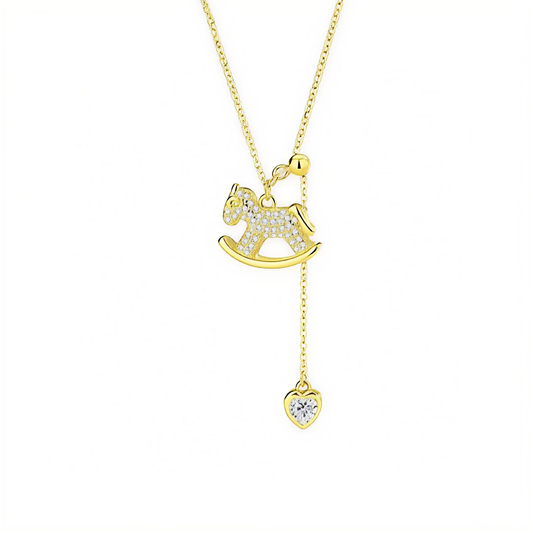 Collier en argent sterling 925 avec pendentif cheval à bascule