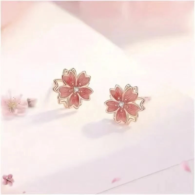 925 Sterling Silver Spinning Peach Blossom Set