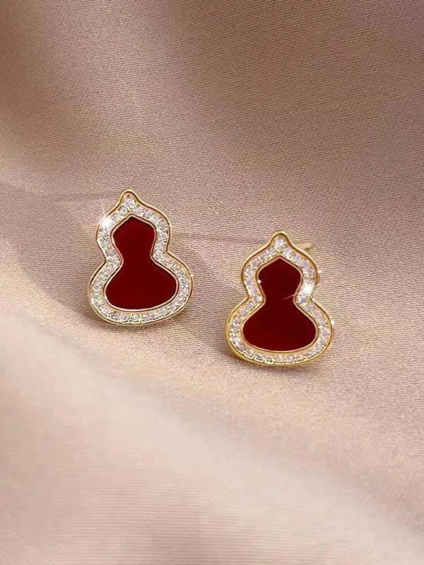 Red Agate Mini Gourd Earrings