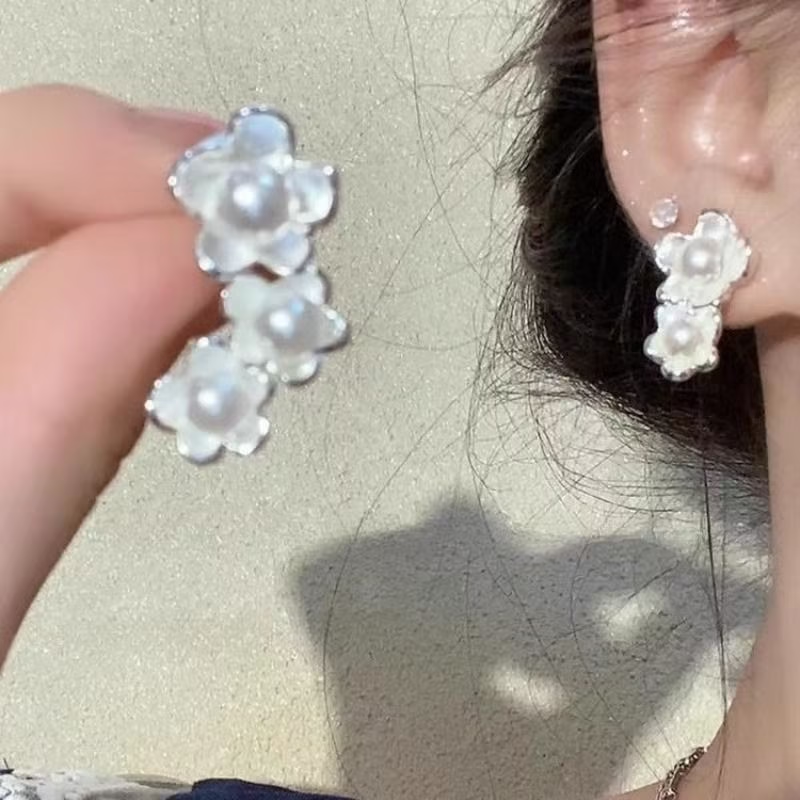Asymmetric Floral Drop Earrings