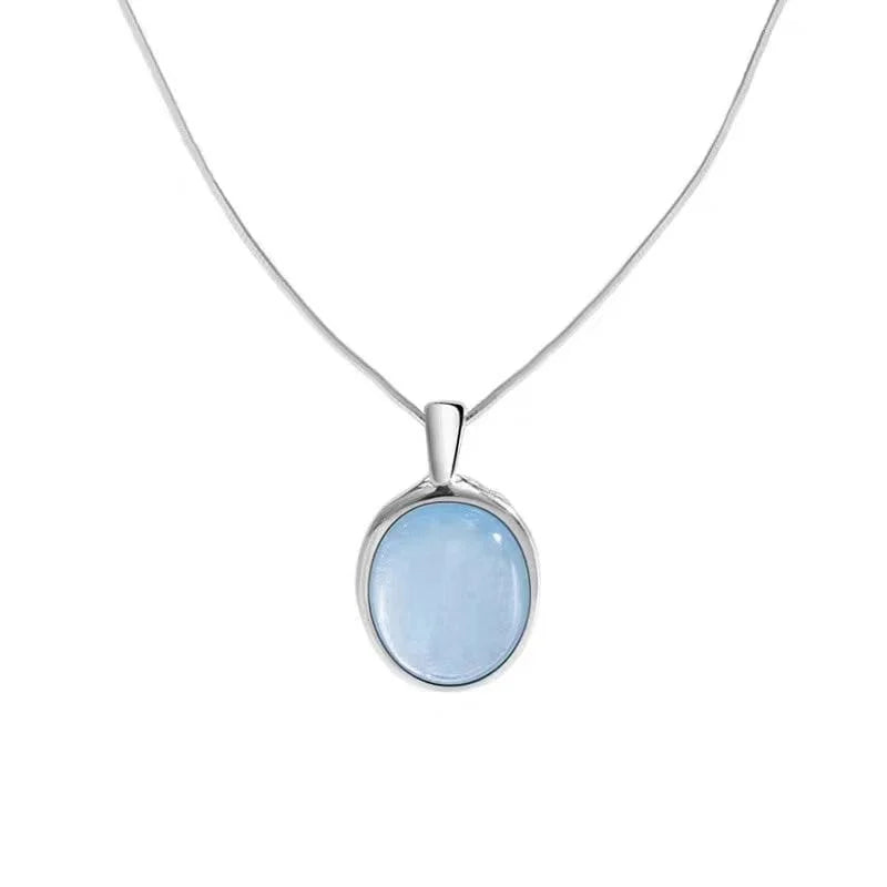 Collar de Aguamarina de Plata de Ley 925