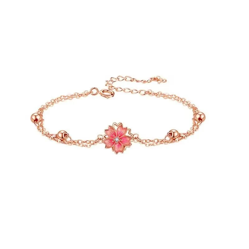 925 Sterling Silver Spinning Peach Blossom Set