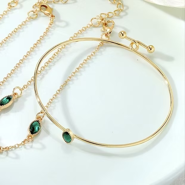 Green Whisper Bangle Bracelet