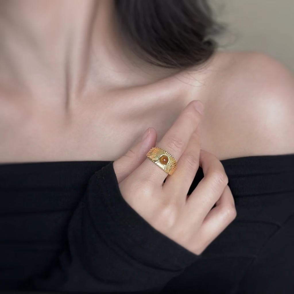 Tiger Eye Sunburst Ring