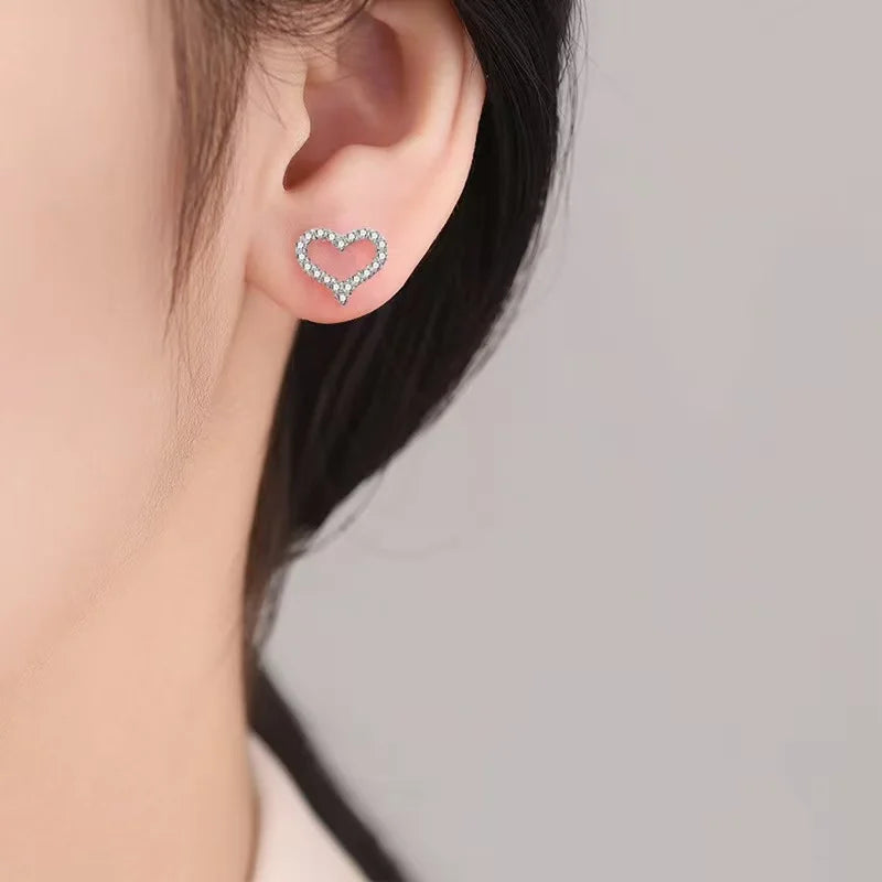 Sparkling Heart Stud Earrings