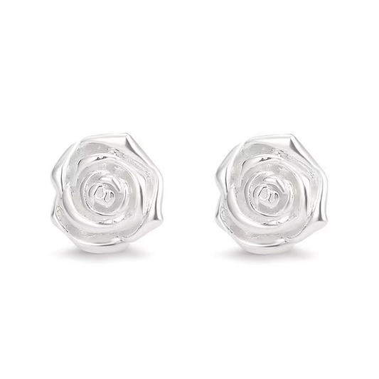 Pendientes de botón de plata 999 serie Camelia