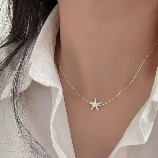 Collar de Estrella de Mar de Lava Texturizada de Plata de Ley 925