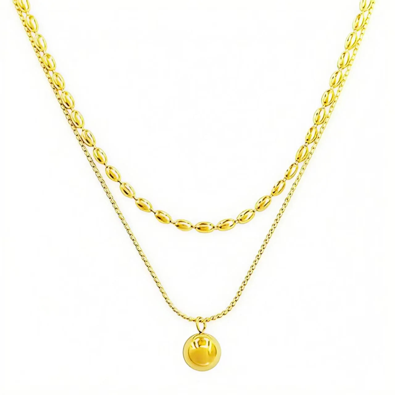 Layered Oval Link Pendant Necklace