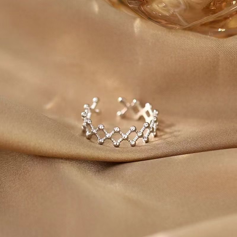 925 Sterling Silver Molecular Line Ring