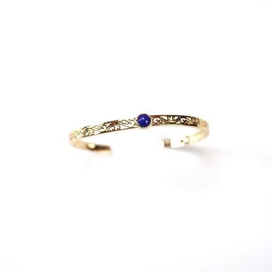 Pulsera fina de media pulsera vertical ancha de diamante azul