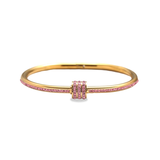Pulsera con broche de diamante rosa