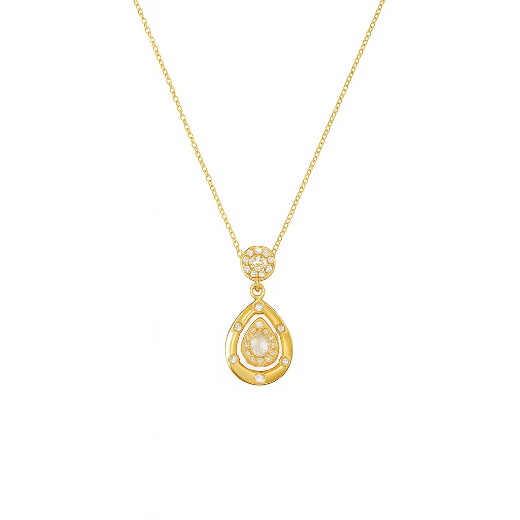 Large Teardrop Cubic Zirconia Necklace