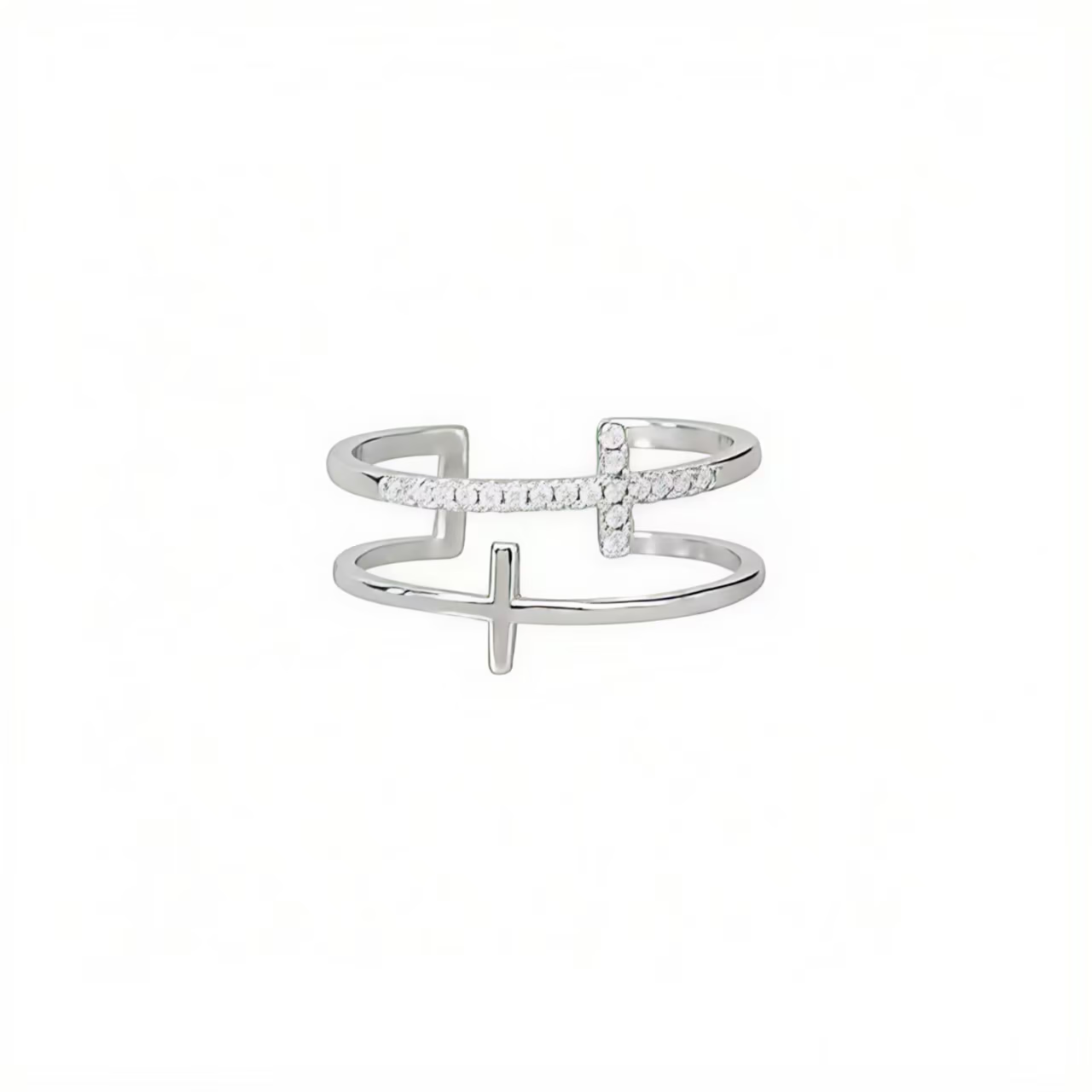 925 Sterling Silver Double-Layer Open Ring