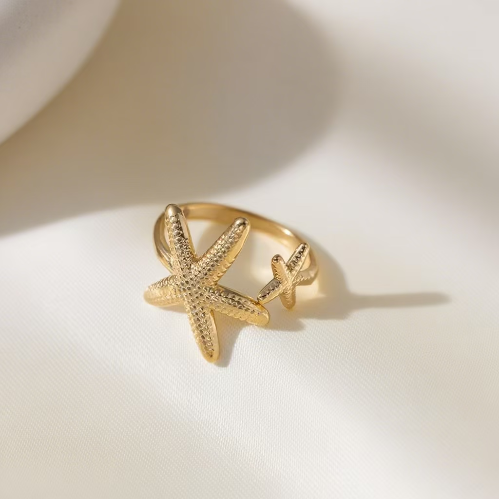 Double Starfish Open Ring
