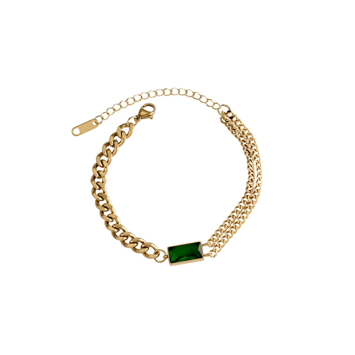 Pulsera de moda de acero titanio en verde esmeralda
