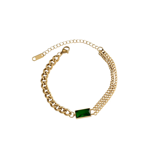 Pulsera de moda de acero titanio en verde esmeralda