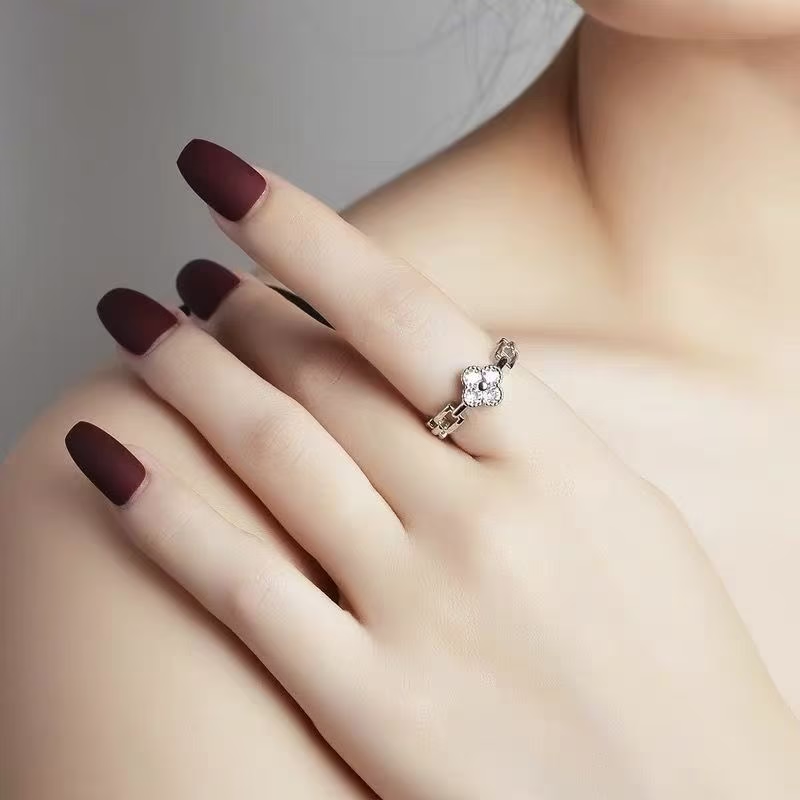 925 Sterling Silver Bloom Chain Open Ring