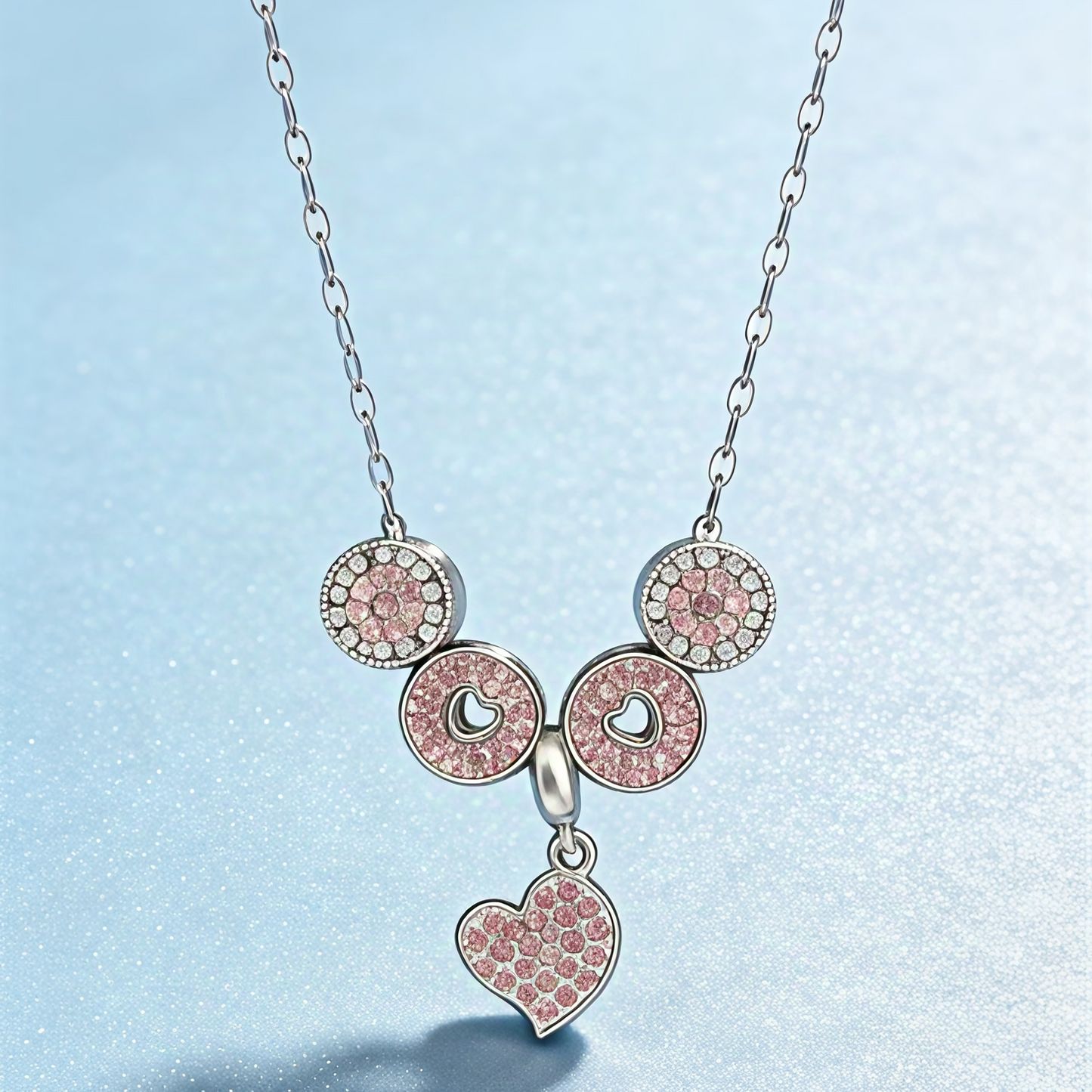 Collier charme orbite rose