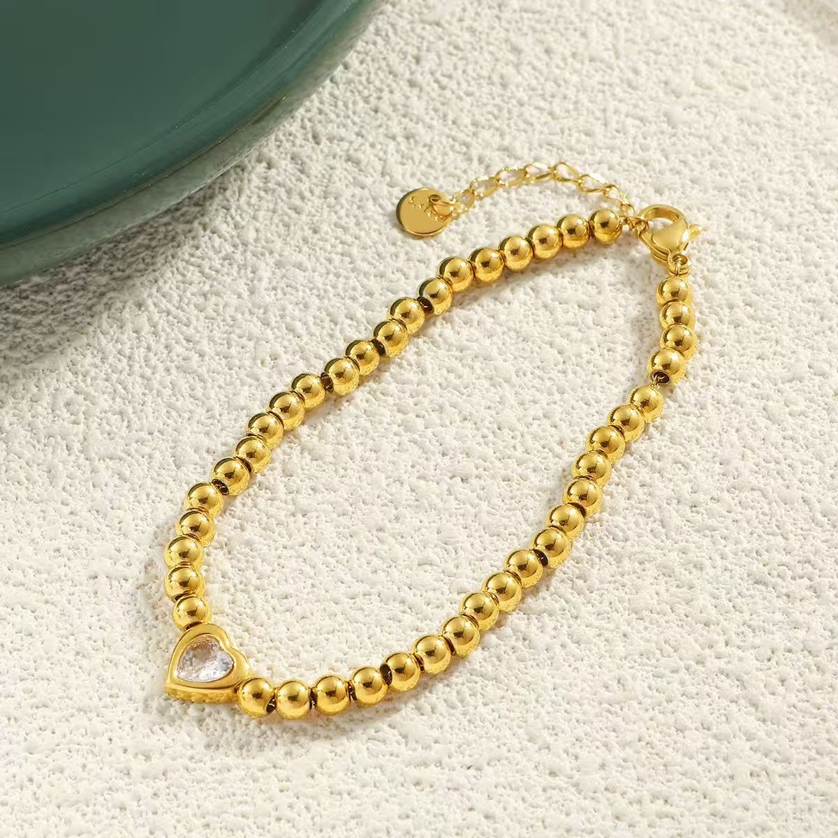 Zircon Heart Charm Bracelet