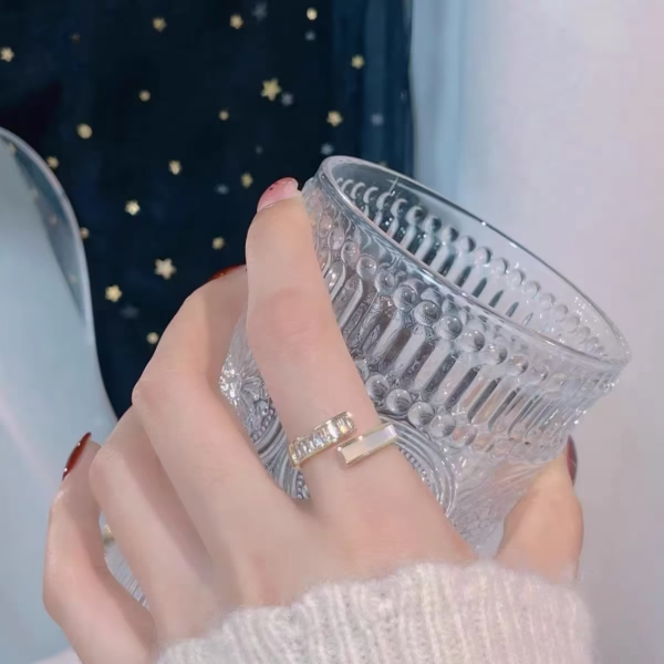 Open Ring with White Shell and Full Cubic Zirconia