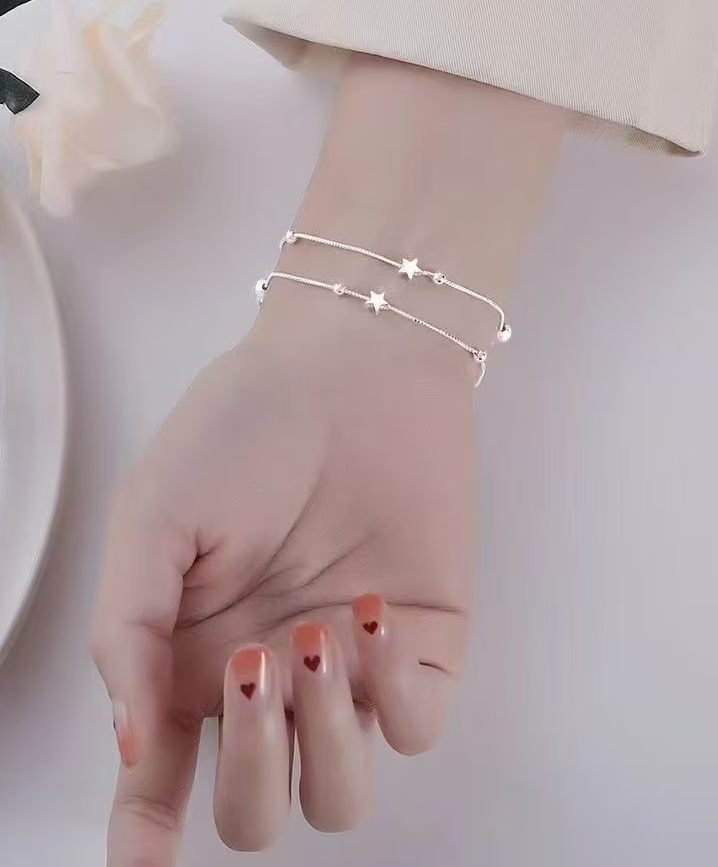 925 Sterling Silver Double-Layer Star Bracelet