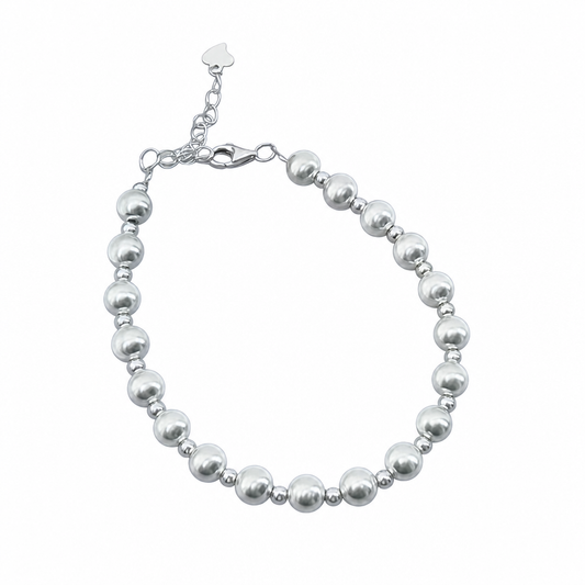 Pulsera de plata esterlina 925 con cuentas mate
