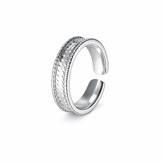 Anillo de escamas de pez brillante de plata de ley 925
