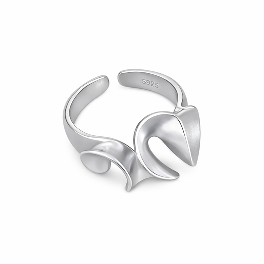 Anillo de plata esterlina 925 con falda ondulada de nubuck