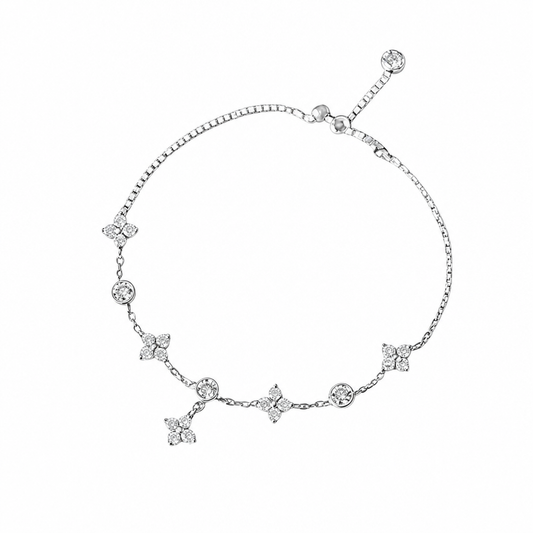 Brazalete de diamantes burbuja trébol de cuatro hojas