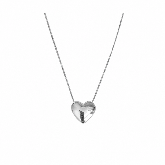 Collar de corazón tridimensional de plata de ley 925