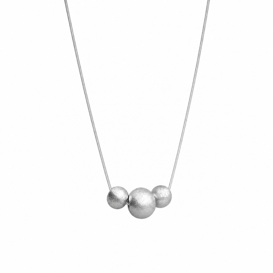 Collar de plata de ley 925 con cuentas de transferencia esmeriladas