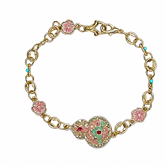 Pulsera de eslabones de gemas florales