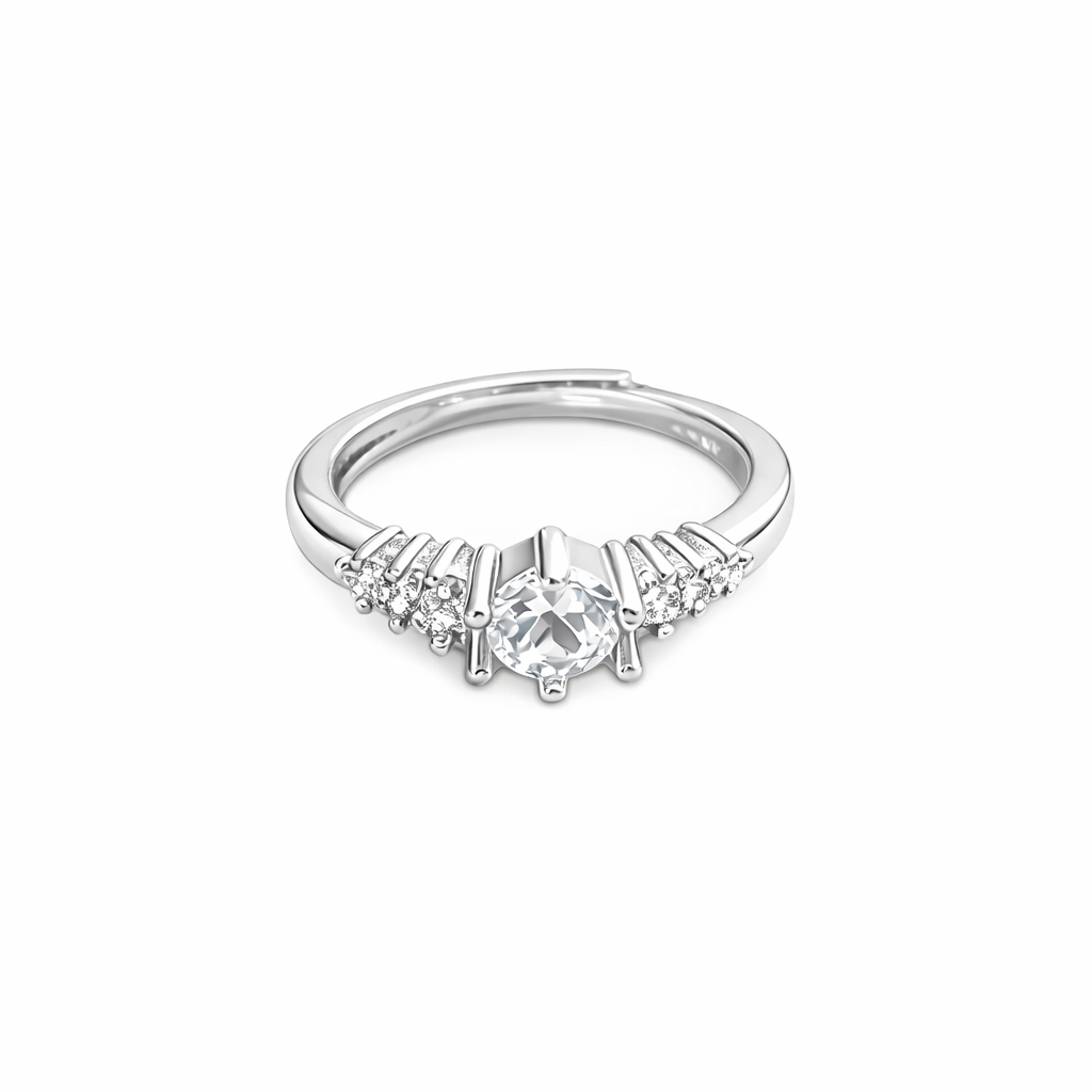 999 Silver Halo Beam Ring