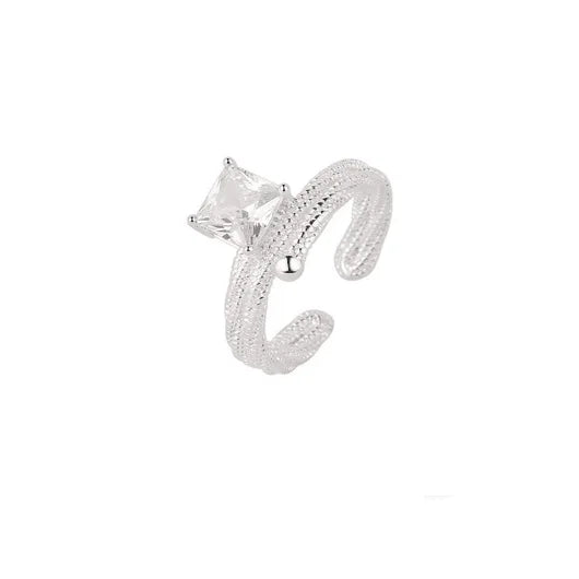 Anillo de tejido de cristal cuadrado