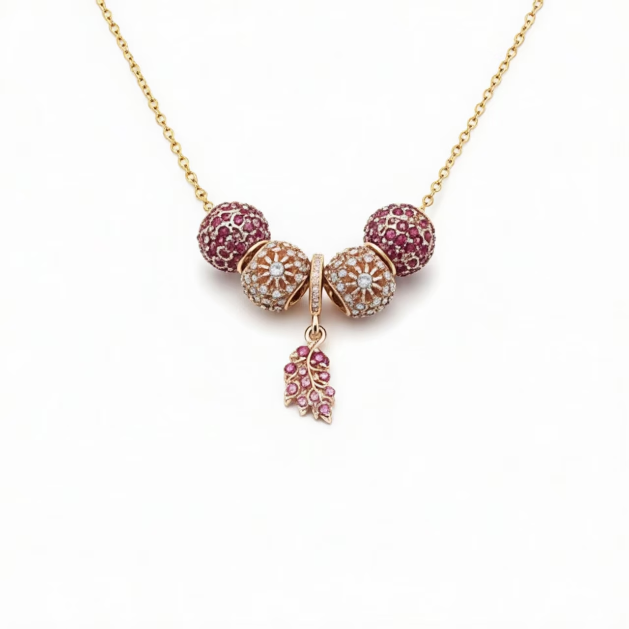Blossom Bead Leaf Necklace