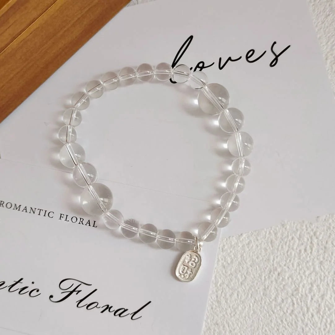 Pulsera india de cristal blanco natural que atrae la riqueza
