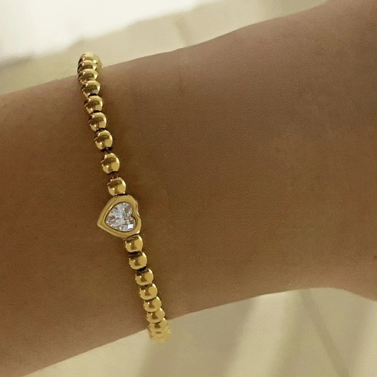 Pulsera con dije de corazón de circonita