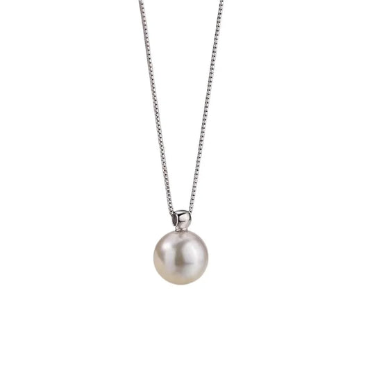 Collar de cadena con colgante de perlas y eslabones de plata de ley 925