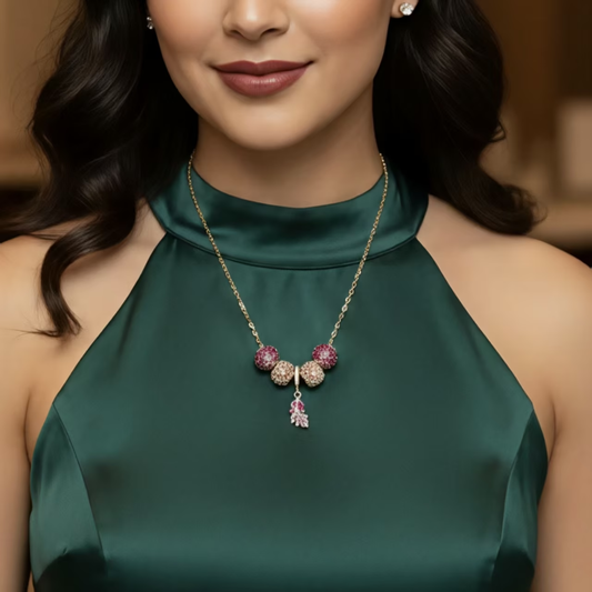 Collar de hoja de cuentas con flor