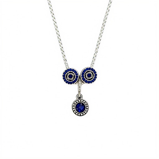 Collar con colgante de tres círculos azules