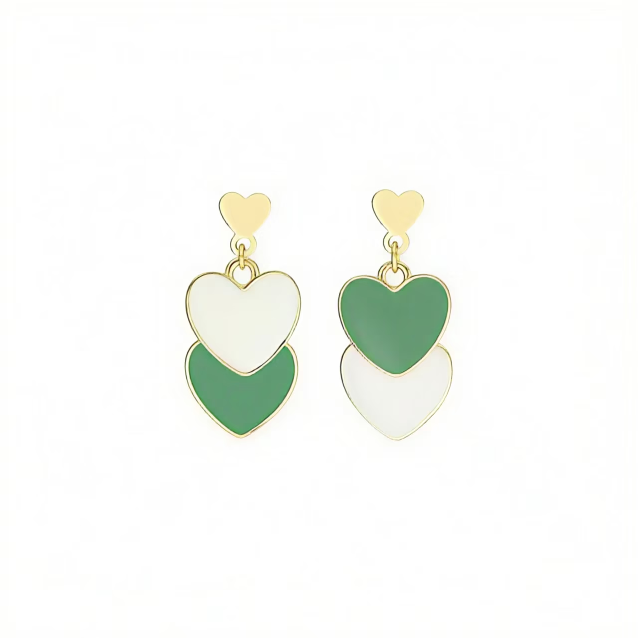 Dual-Tone Heart Drop Earrings