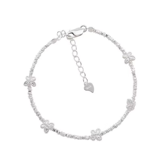 Pulsera de Mariposa de Plata de Ley 925 con Cuentas