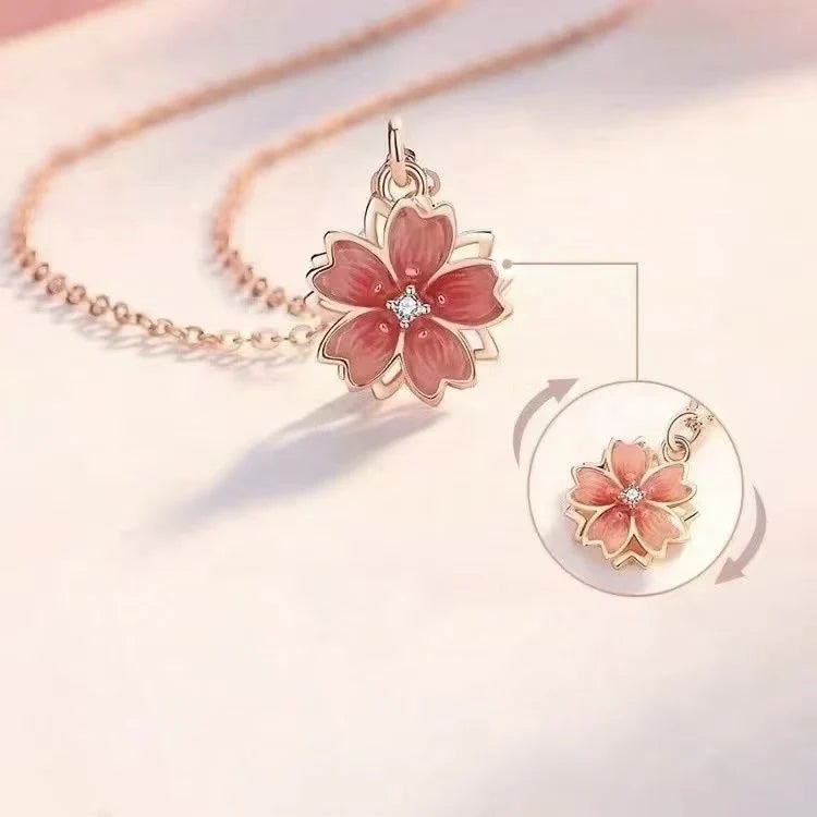 925 Sterling Silver Spinning Peach Blossom Set