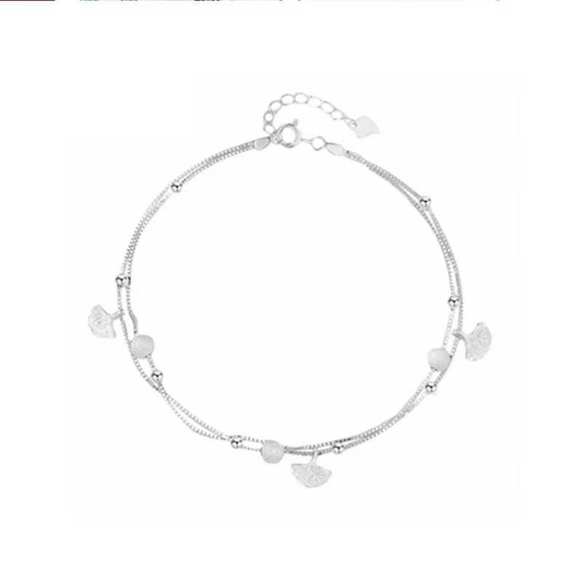 Pulsera de hoja de ginkgo de plata de ley 925