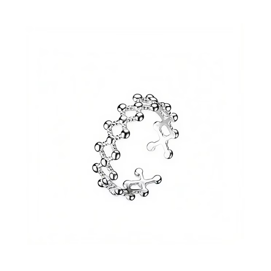 Anillo de Plata Fina 925 Línea Molecular